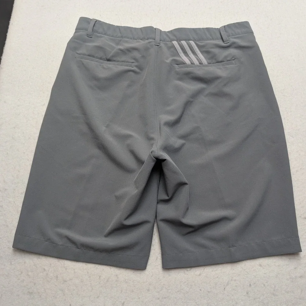 Adidas Golf Shorts Mens 35 Gray Performance Stretch Three Stripe Activewear
